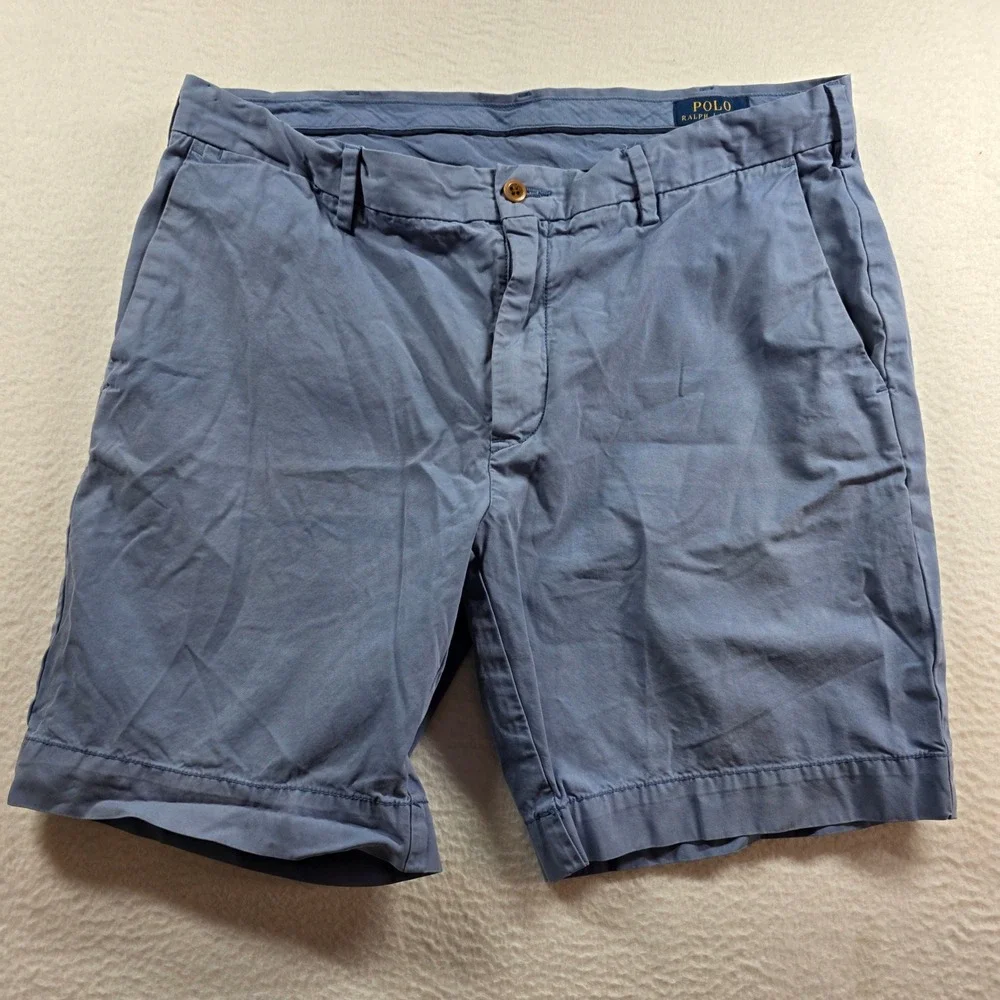 Polo Ralph Lauren Mens‎ Blue 100% Pima Cotton Straight Fit Chino Shorts Size 36